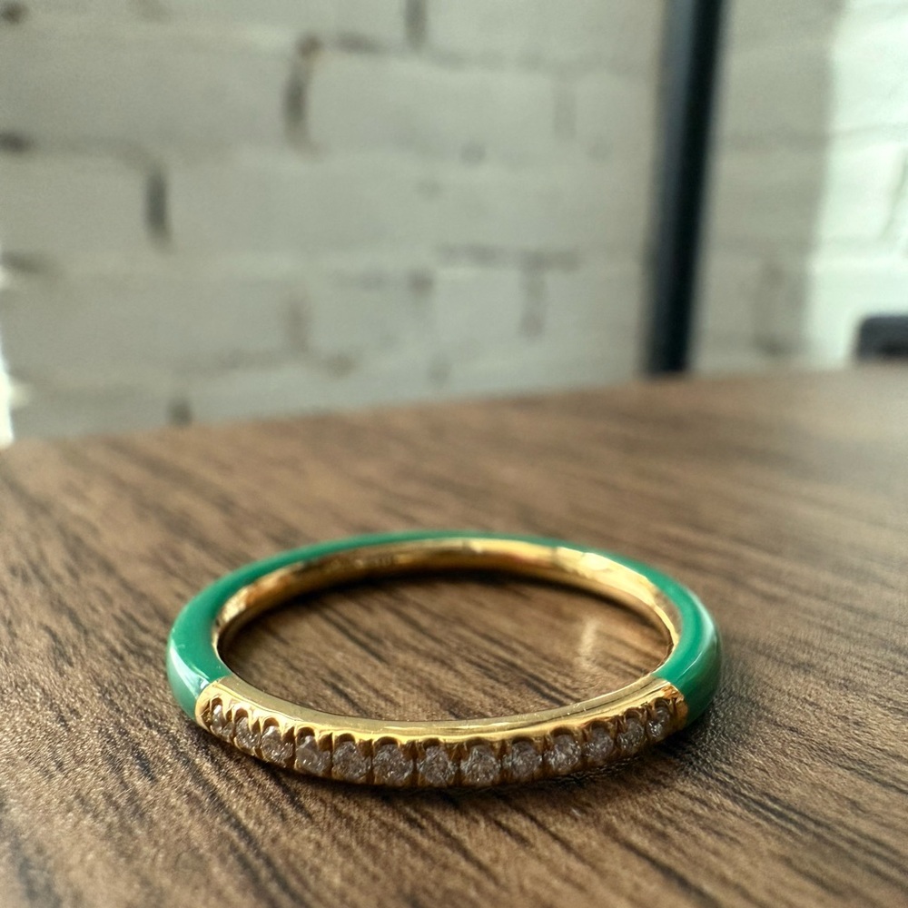 Ippolita Ceramic Ring In 18k Gold With Diamonds - Size 9